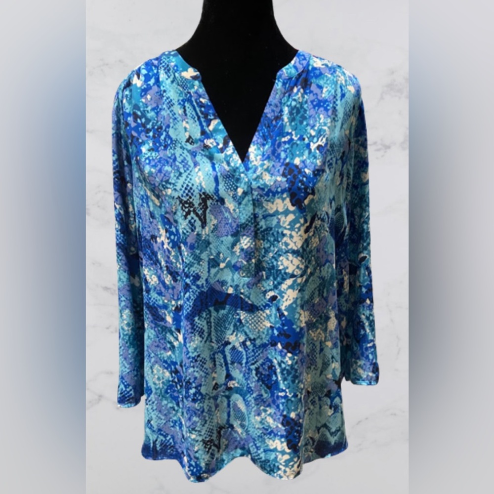 Curves 360 by NYDJ- Multi Pattern (Size XL) Long sleeve Blouse